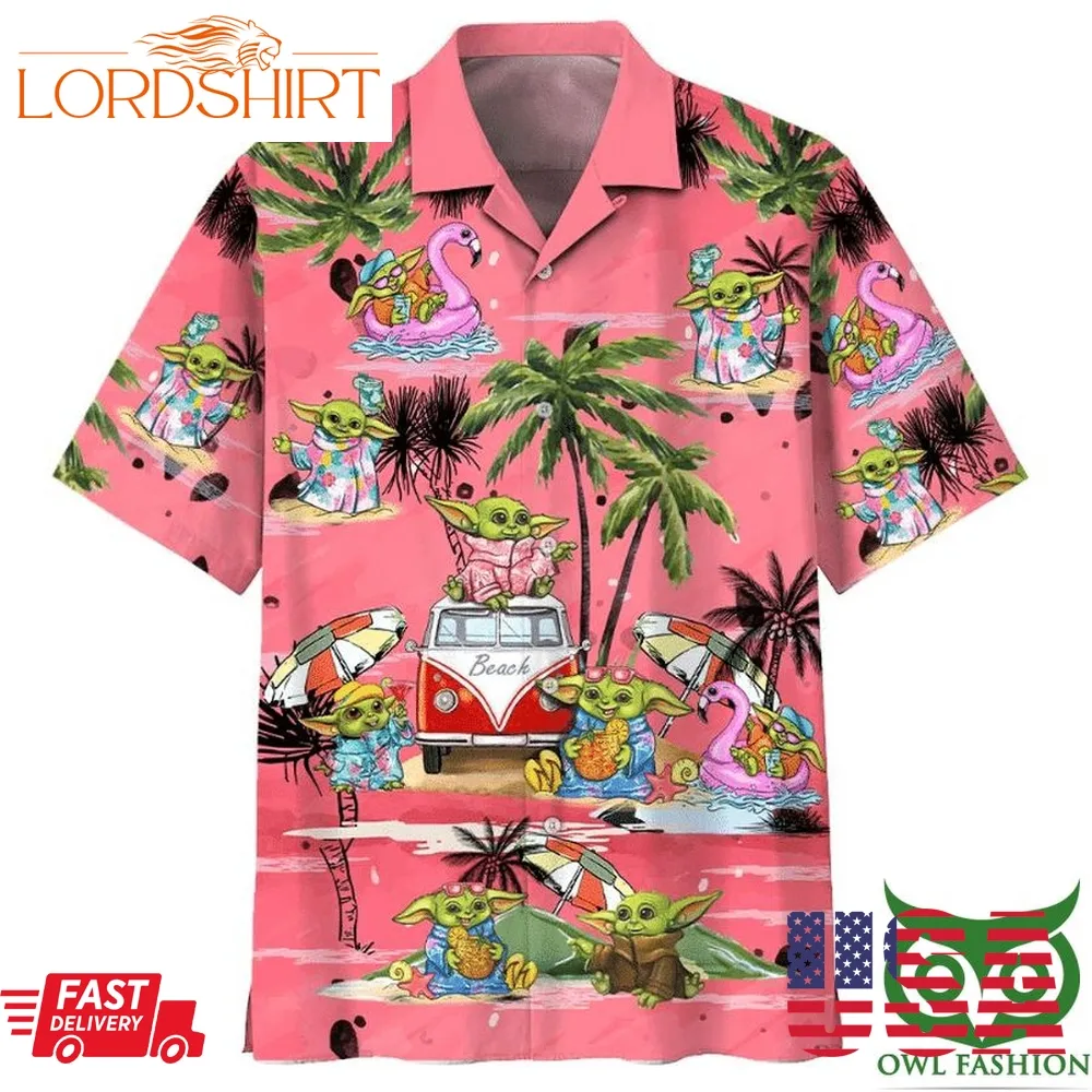 Star Wars Disney Baby Yoda Pink Hawaiian Shirt