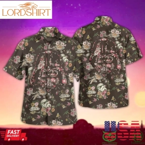 Star Wars Flowered Skull Brown Hawaiian Shirt