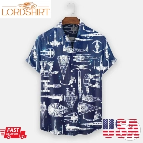 Star Wars Spaceship Blueprint Pattern Hawaiian Shirt