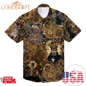 Steampunk Cat Unisex Authentic Hawaiian Shirt 2023 Taht17