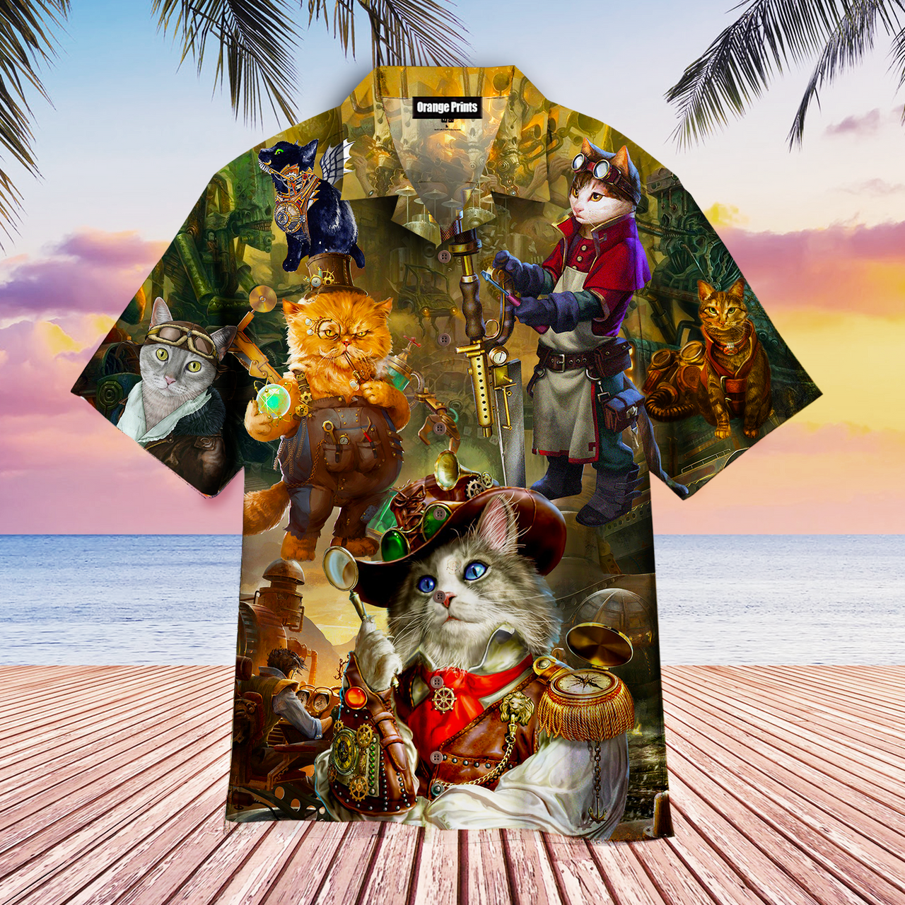 Steampunk Cats Aloha Hawaiian Shirt