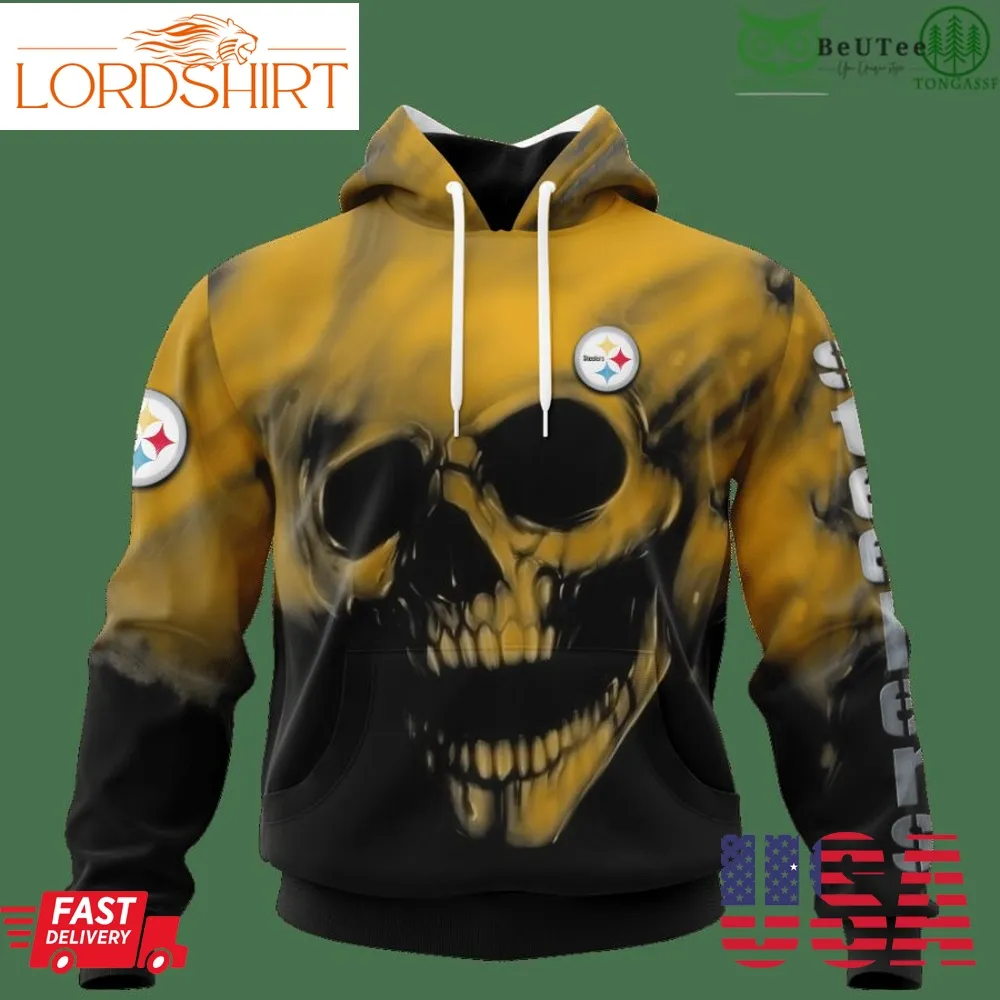 Steelers Fading Skull American Football 3D Hoodie Sweatshirt Nfl