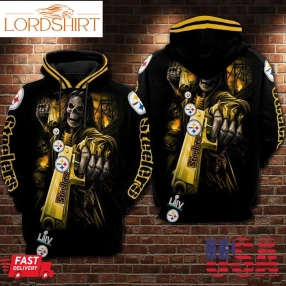 Steelers Gun Skull 3D Hoodie All Over Printed Hoodie