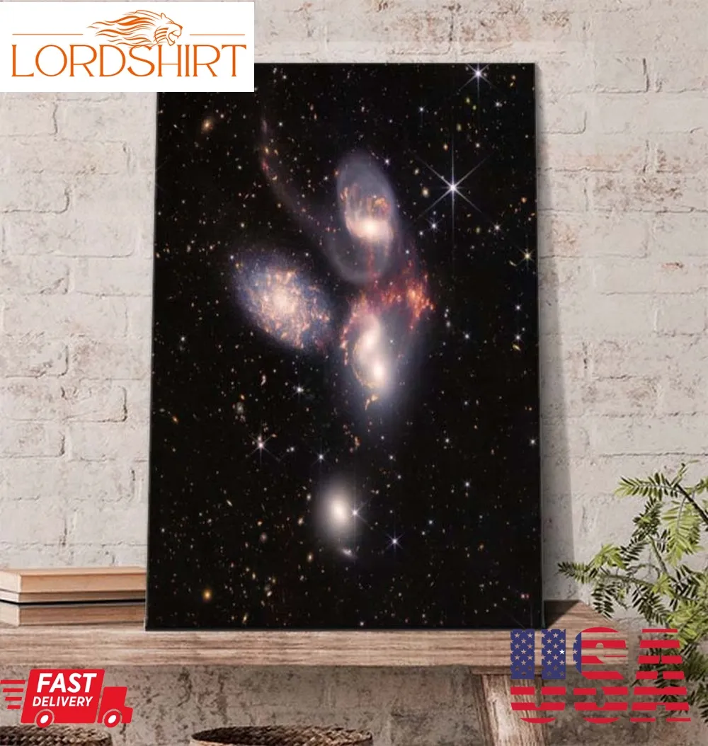 Stephan&8217;S Quintet James Webb Space Telescope Image Five Galaxies Poster Canvas