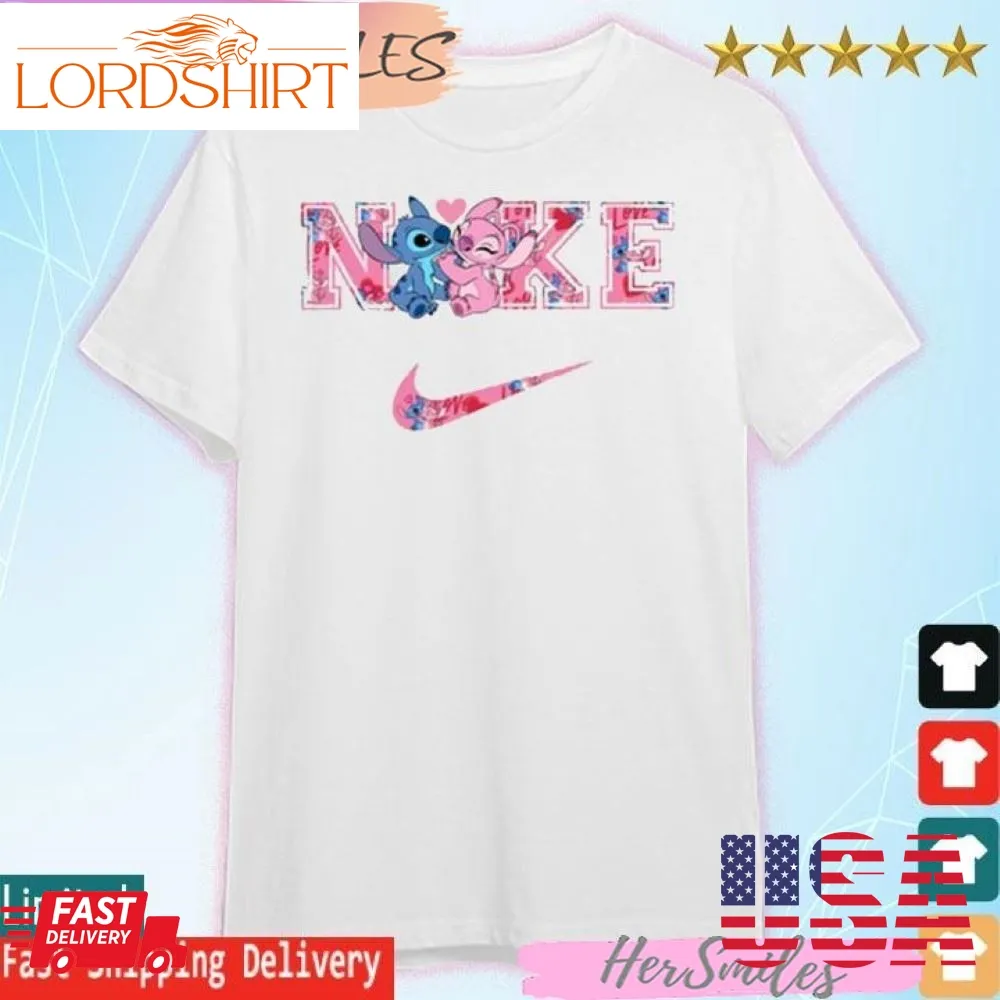 Stitch And Angel Valentines Day Couple Nike T Shirt