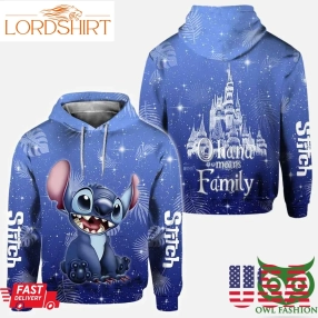 Stitch Blue Ohana Means Family With Twinkle Castle 3D Shirt