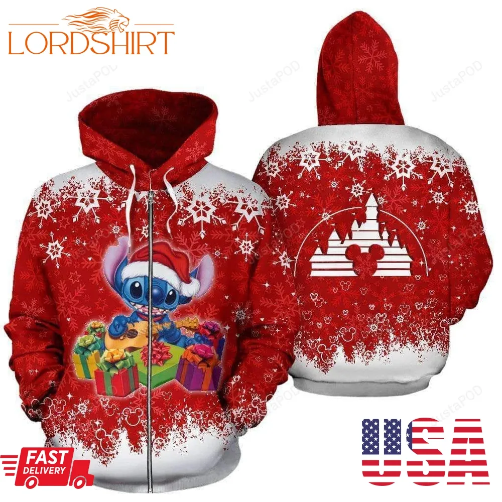 Stitch  Christmas 3D All Over Printed Hoodie Zip  Up