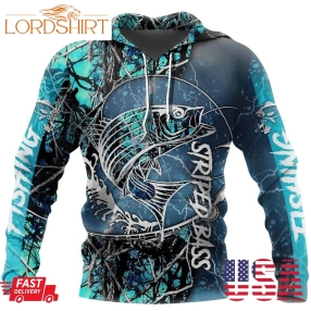 Striped Bass Fishing Water Camo 3D Hoodie Aop Father's Day Fishing Gifts