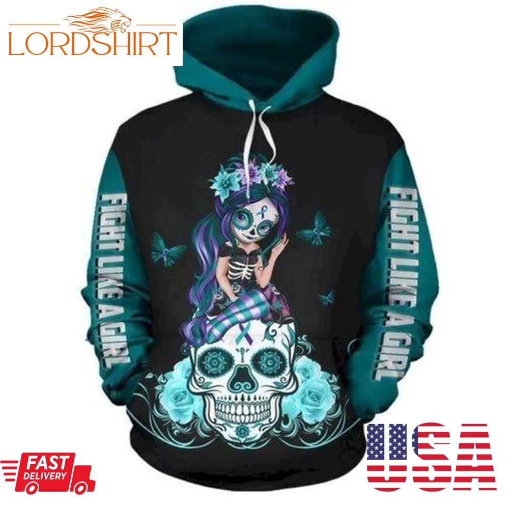 Sugar Skull Fight Like A Girl Suicide 3D Full Printing Hoodie