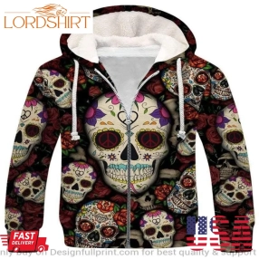 Sugar Skull Unisex Fleece Zip Up Hoodie