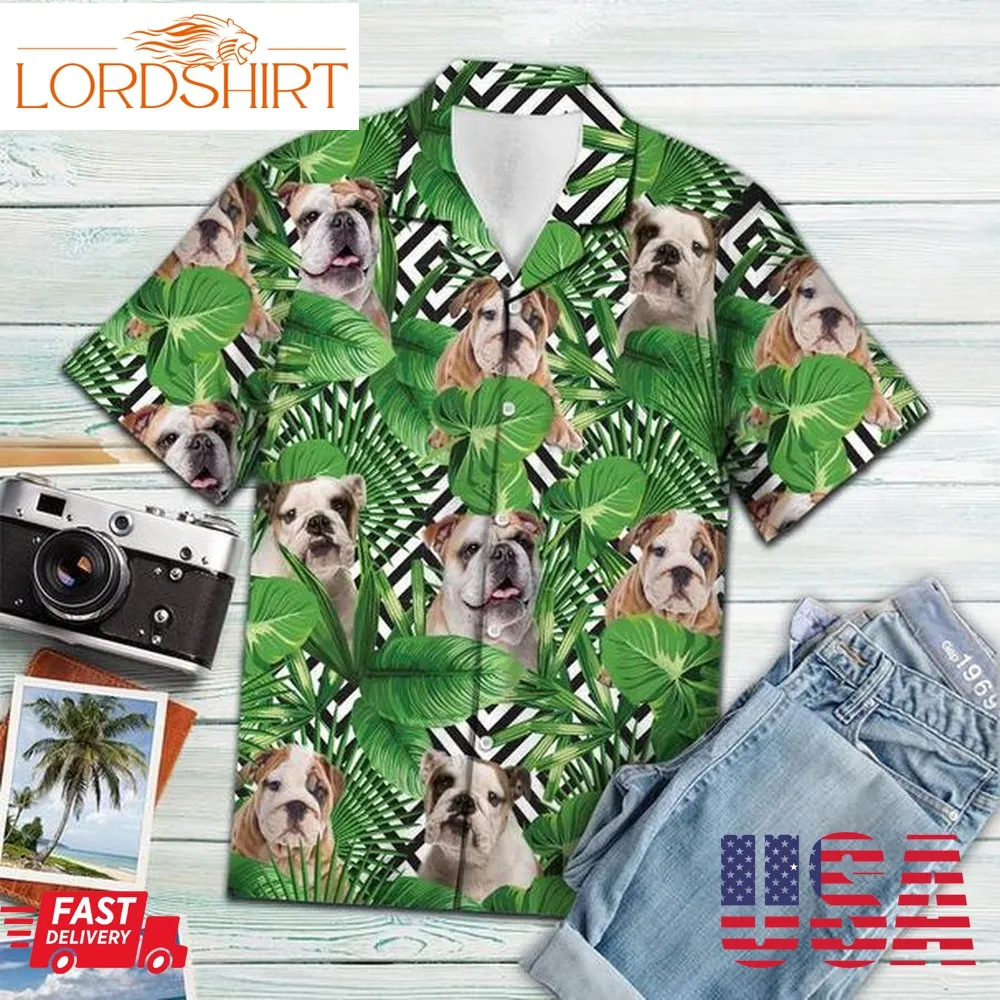 Summer Exotic Jungle Tropical Bulldog Hawaiian Shirt Pre10981, Hawaiian Shirt, Beach Shorts, One Piece Swimsuit, Polo Shirt, Personalized Shirt