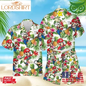 Super Mario Game Beach Aloha Hawaiian Summer Outfit