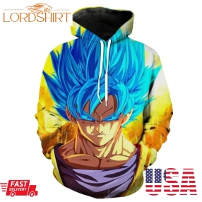 Super Saiyan Blue Goku Face Dragon Ball Super Apparel Hoodie 3D