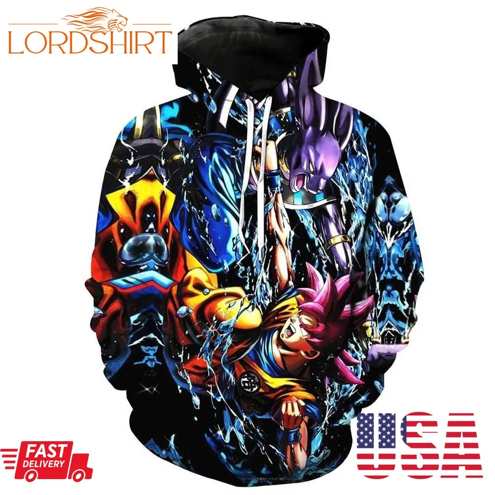 Super Saiyan God Goku Vs Lord Beerus Battle Of Gods Dragon Ball Z Pullover And Zippered Hoodies Custom 3D Graphic Printed 3D Hoodie For Men For Women