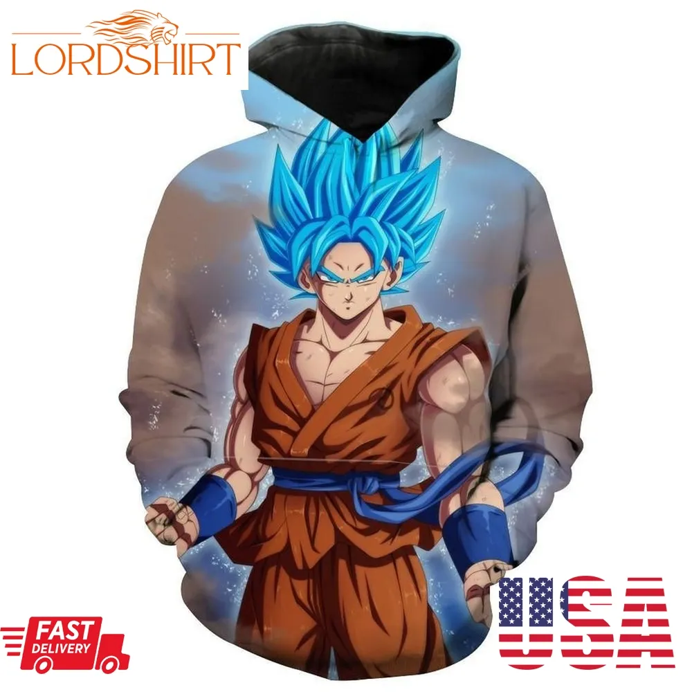 Super Saiyan Goku Blue Dragon Ball Super Anime Hoodie 3D