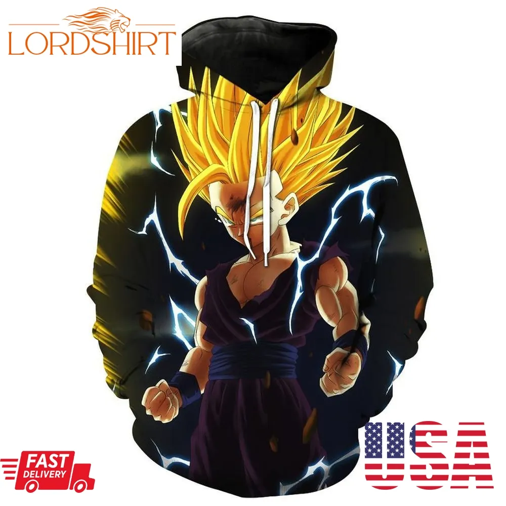 Super Saiyan Kid Gohan Dragon Ball Z Pullover And Zippered Hoodies Custom 3D Graphic Printed 3D Hoodie For Men For Women