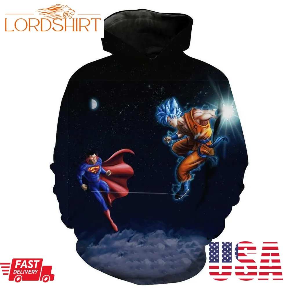 Superman Vs Goku Dragon Ball X Superman Cross Hoodie 3D