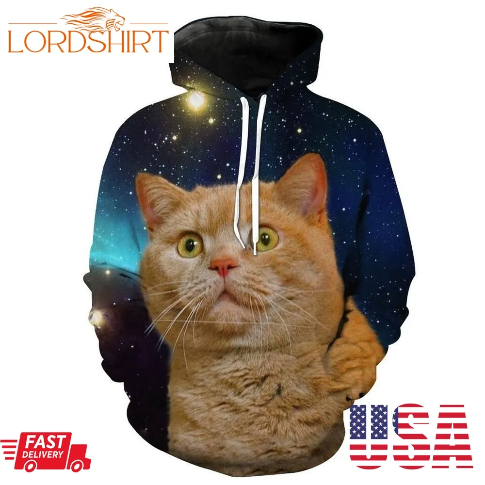 Surprised Cat Galaxy Shocked Cat Hoodie 3D