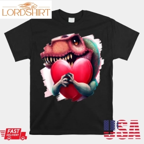 T Rex Hugging Heart Valentines Day Tyrannosaurus Rex Shirt