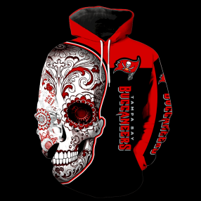 Tampa Bay Buccaneers Skull Full Over Print K1097 Hoodie Zipper