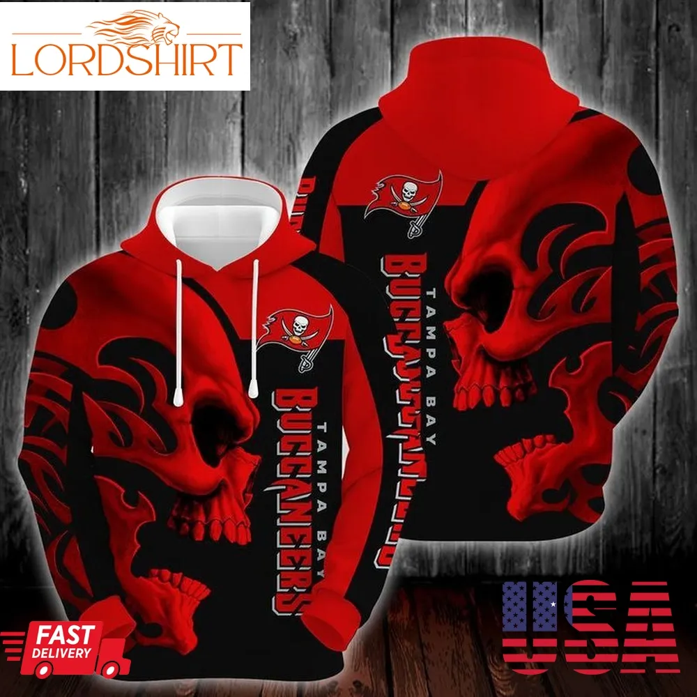 Tampa Bay Buccaneers Skull Red 3D Hoodie Sweatshirt