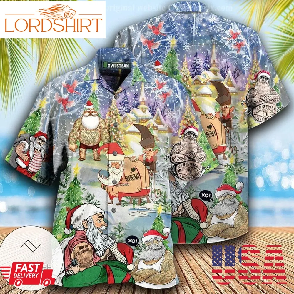 Tattoo Cool Santa Claus Christmas Edition Hawaiian Shirt