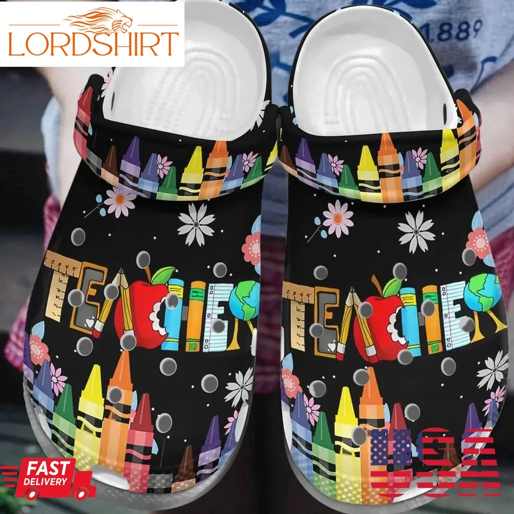 Teacher Personalized Clog Custom Crocs Comfortablefashion Style Comfortable For Women Men Kid Print 3D Crayon Teacher