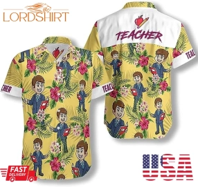 Teacher Shirts For Men &Women  Casual Short Sleeve Teacher Hawaiian Shirts 7