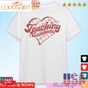 Teaching Sweethearts Checkered Heart Valentines Day Teacher T Shirt