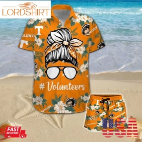 Tennessee Volunteers Girl Messy Bun Short Sleeve Button Up Tropical Aloha Hawaiian Shirts For Men Women