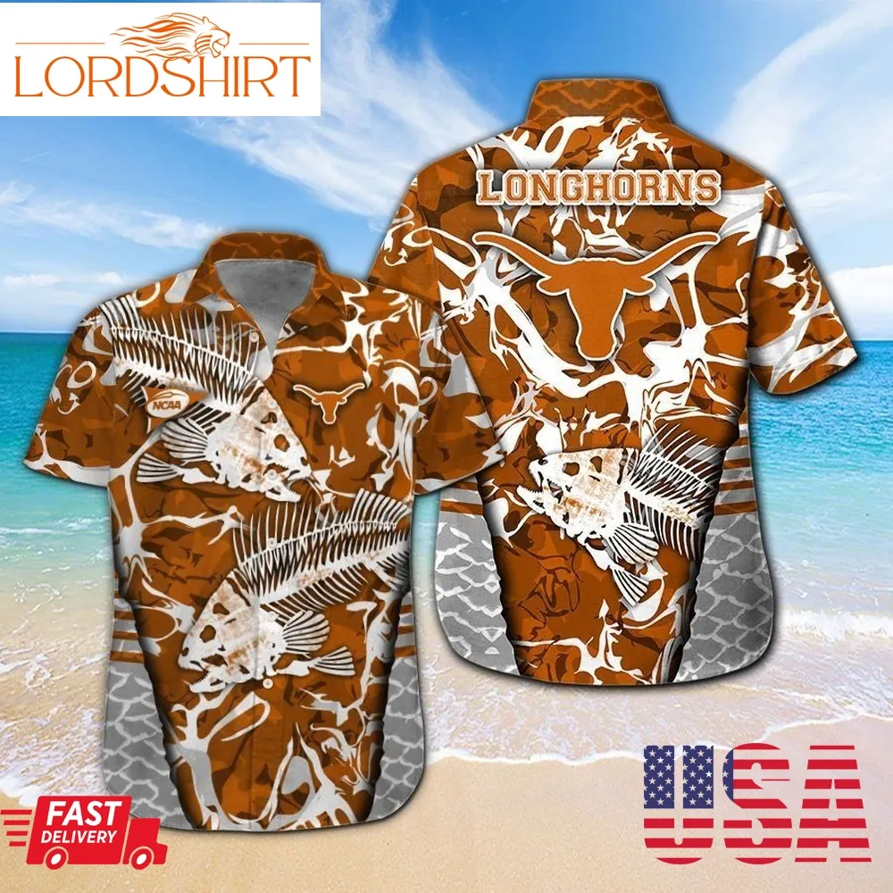 Texas Longhorns Fishing Short Sleeve Button Up Tropical Aloha Hawaiian Shirts For Men Women