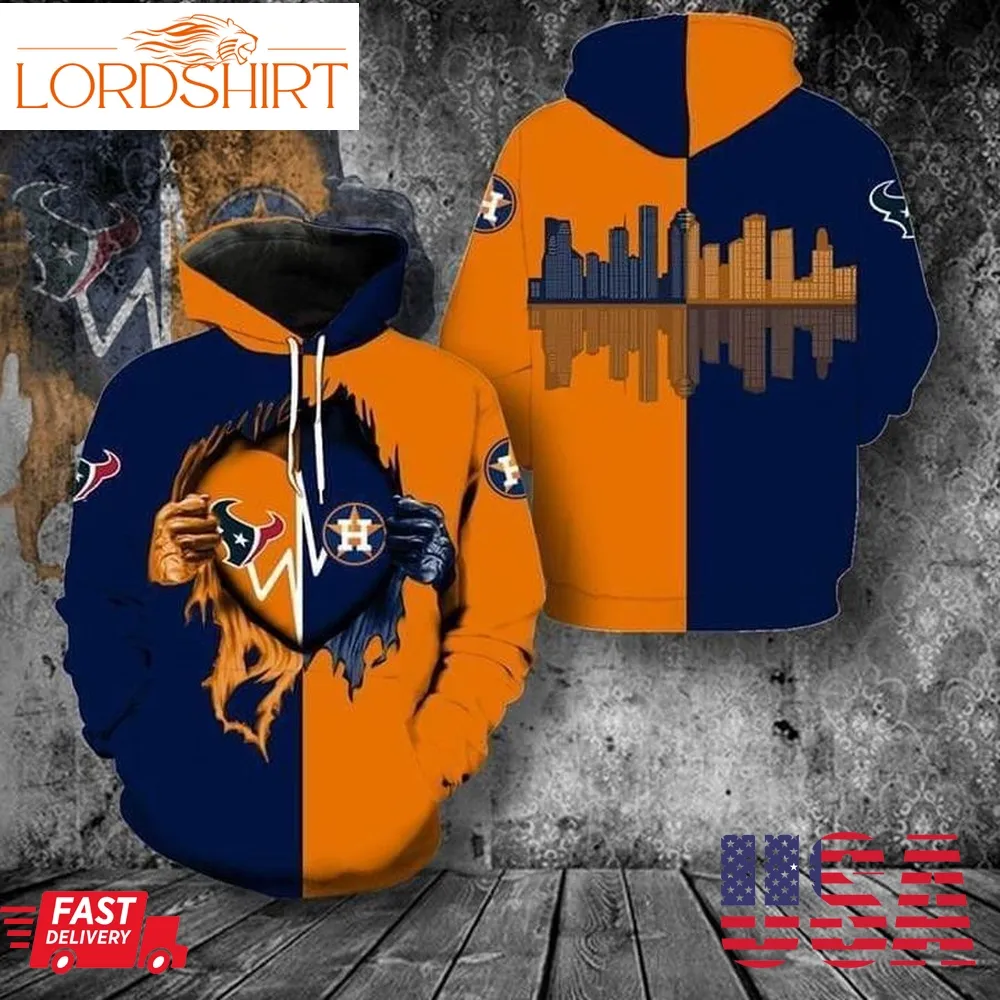 Texas Longhorns Houston Astros Heartbeat Love Ripped Pullover And Zip Pered Hoodies Custom 3D Graphic Printed 3D Hoodie All Over Print Hoodie For Men For Women