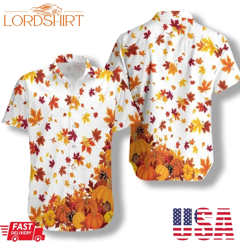 Thanksgiving Pumpkins And Autumn Leaves Hawaiian Shirt