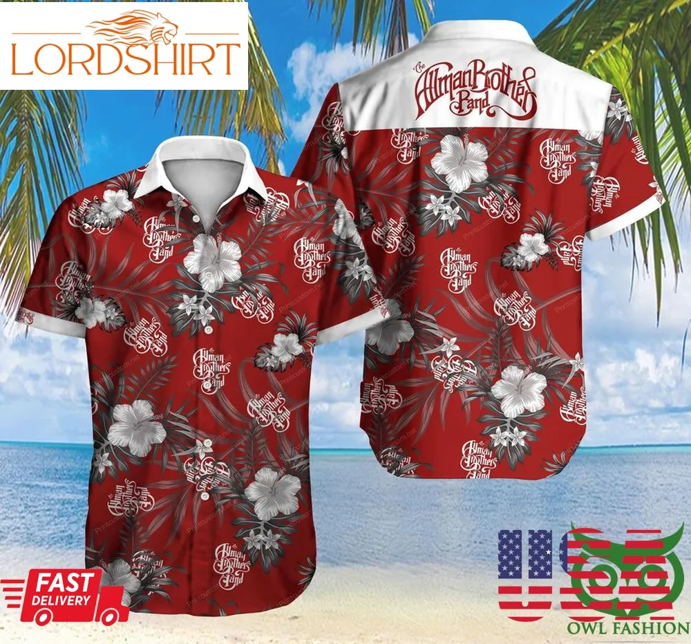 The Allman Brother Band Floral Red And Gray Hawaiian Shirt