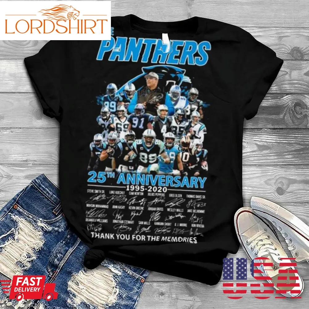 The Carolina Panthers 25Th Anniversary 1995 2023 Thank You For The Memories Signatures Shirt