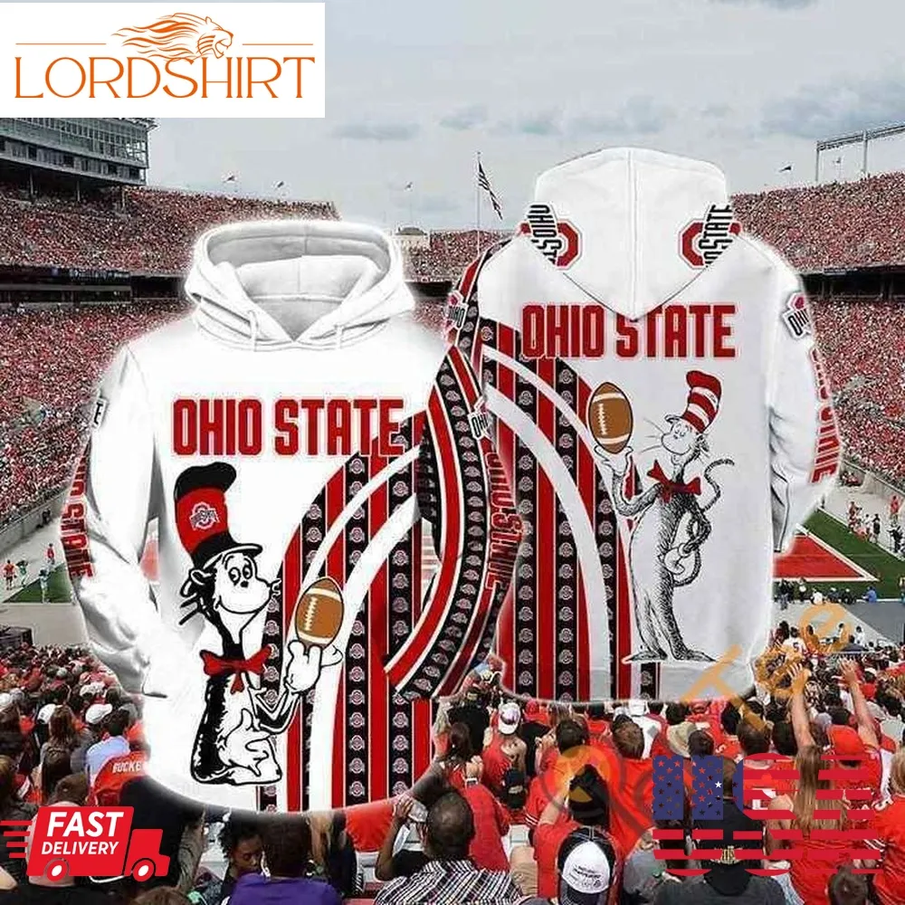 The Cat In The Hat Ohio State Buckeyes Hoodie 3D