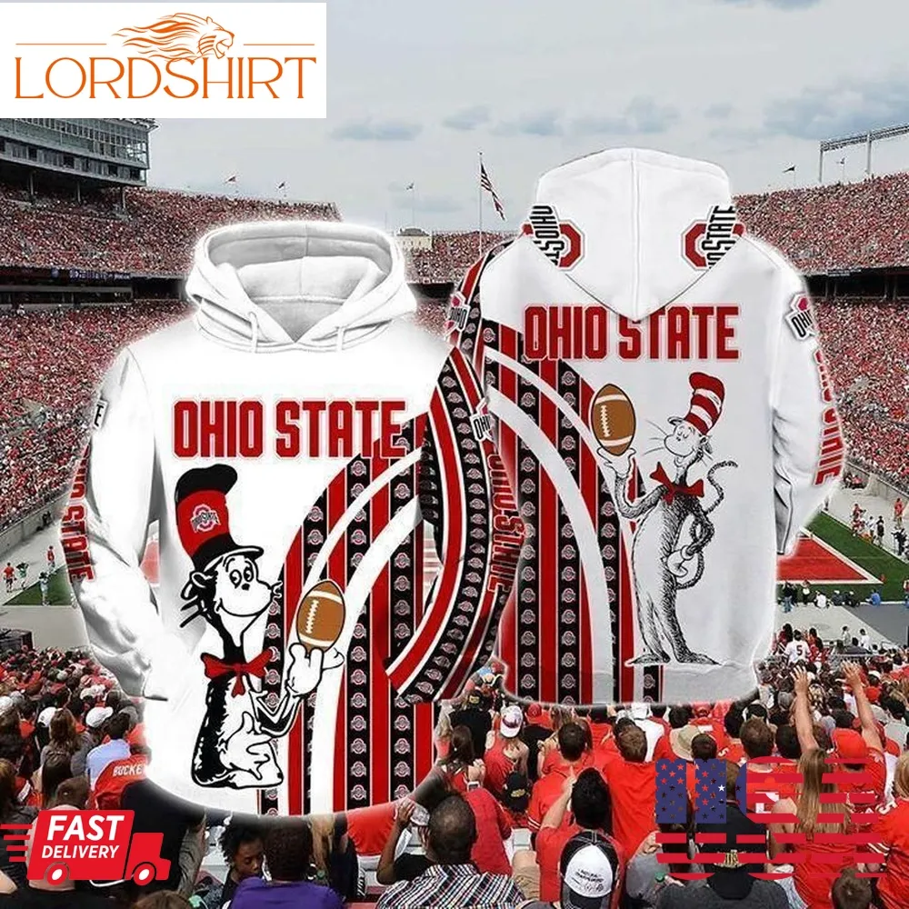 The Cat In The Hat Ohio State Buckeyes Ncaa Skull 3D Hoodie For Men For Women All Over Printed Hoodie