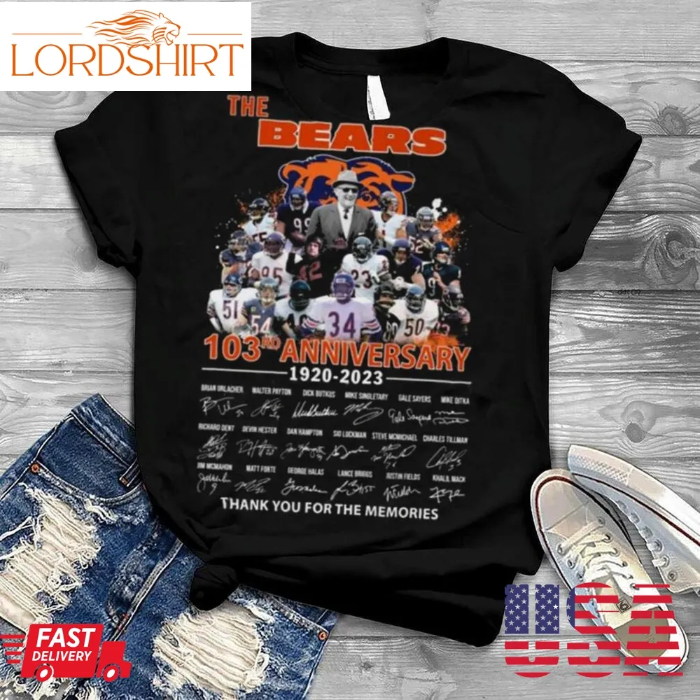 The Chicago Bears 103Rd Anniversary 1920 2023 Thank You For The Memories Signatures Shirt