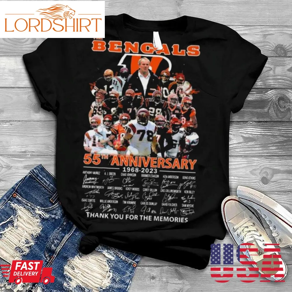 The Cincinnati Bengals 55Th Anniversary 1968 2023 Thank You For The Memories Signatures Shirt