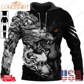 The Ferocity Of Wolf White Pattern Hoodie 3D