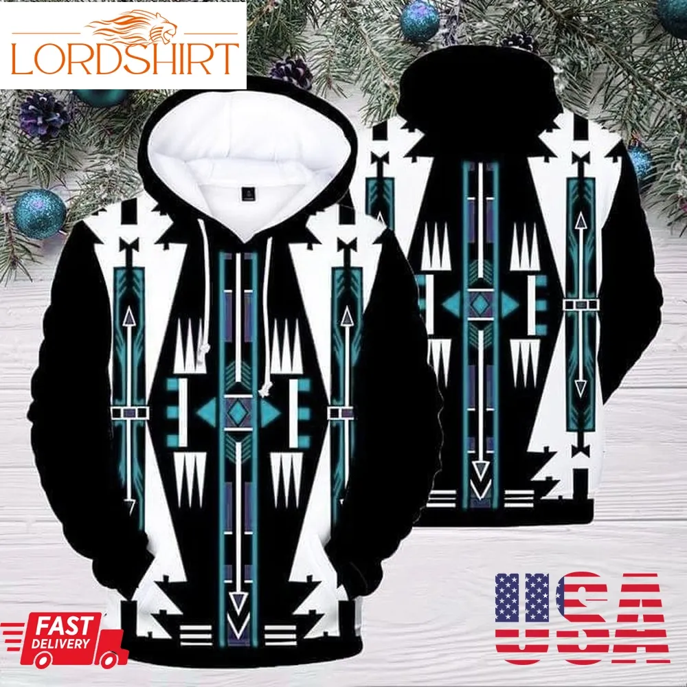 The Native American Costume Pattern Blue Pullover And Zippered Hoodies Custom 3D Graphic Printed 3D Hoodie All Over Print Hoodie For Men For Women