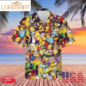 The Simpsons For Men And Women Graphic Print Short Sleeve Hawaiian Casual Shirt Y97   9023