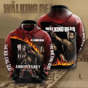 The Walking Dead Anniversary And Zip Pered Hoodies Custom 3D