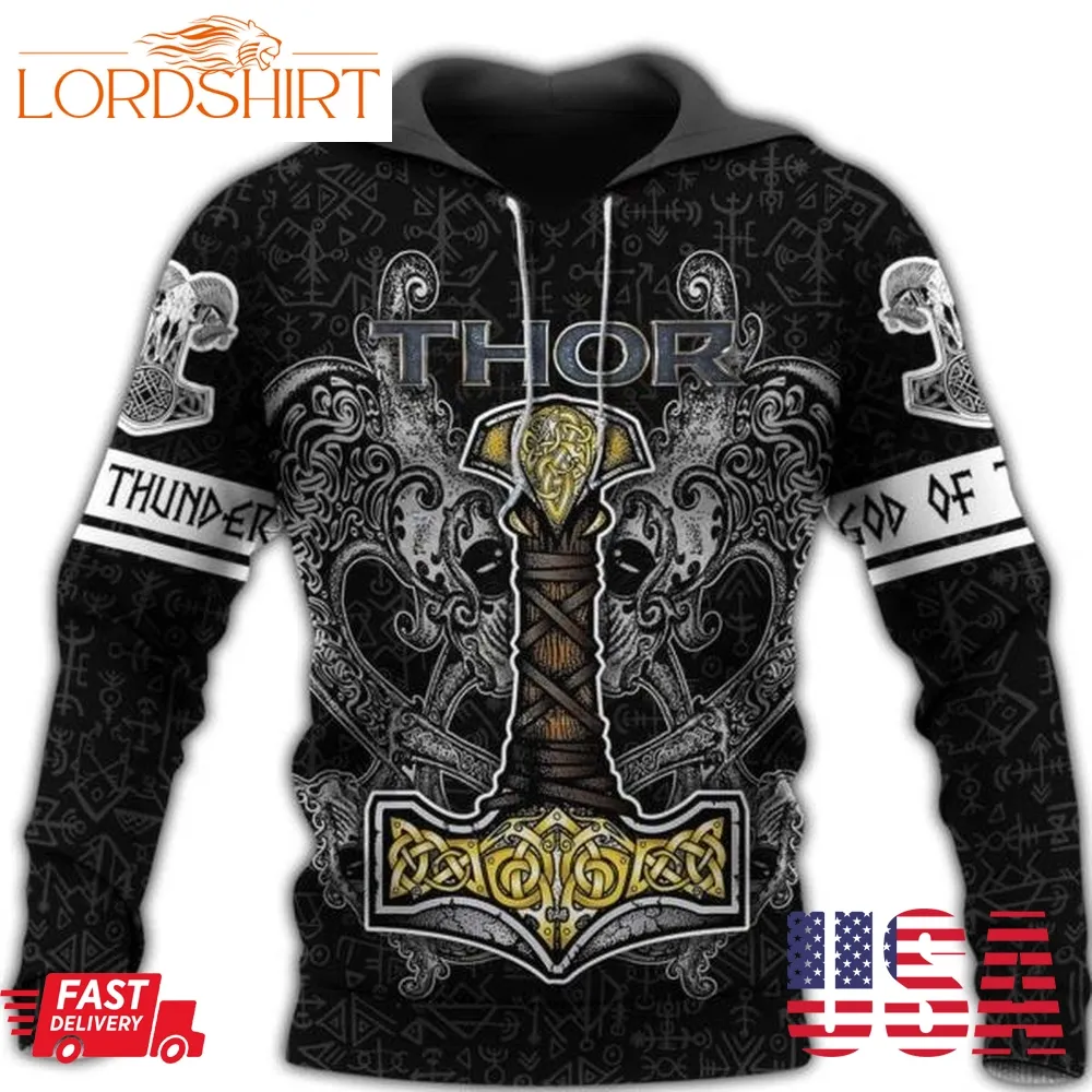 Thor God Of Thunder Viking God Men And Women 3D Full Printing Hoodie Shirt Thor God Of Thunder Viking God 3D Full Printing Shirt