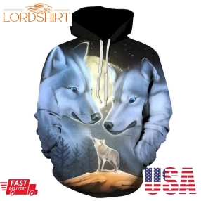 Three Wolf 3D Sweatshirt Hoodie Pullover