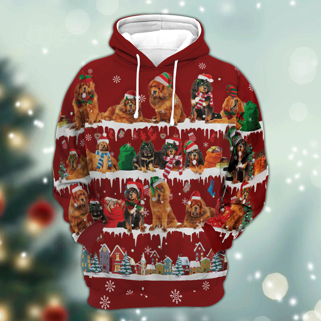 Tibetan Mastiff Snow Christmas 3D Hoodie