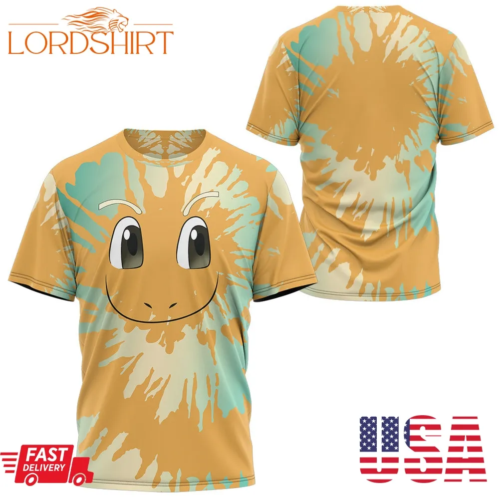 Tie Dye Dragonite Face Custom T Shirt