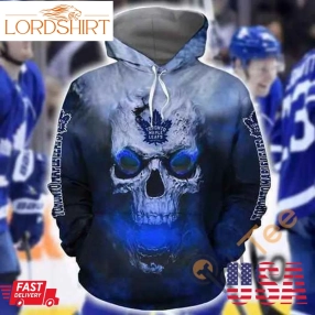 Toronto Maple Leafs Skull On Fire Hoodie 3D