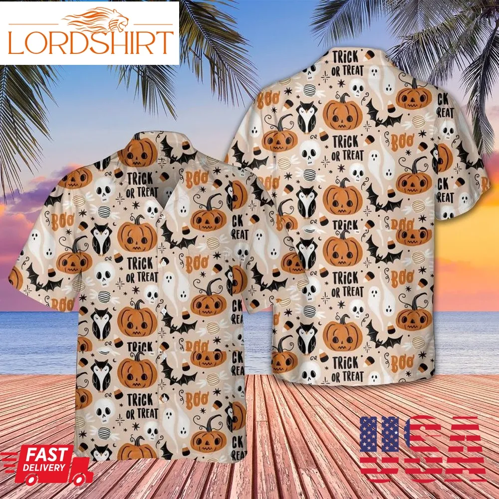 Treat Or Trick Halloween Pumpkin Hawaiian Tropical Shirt