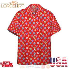 Trend 3D Happy Star Valentine Trek Day Red Version All Over Print Hawaiian Short Shirt